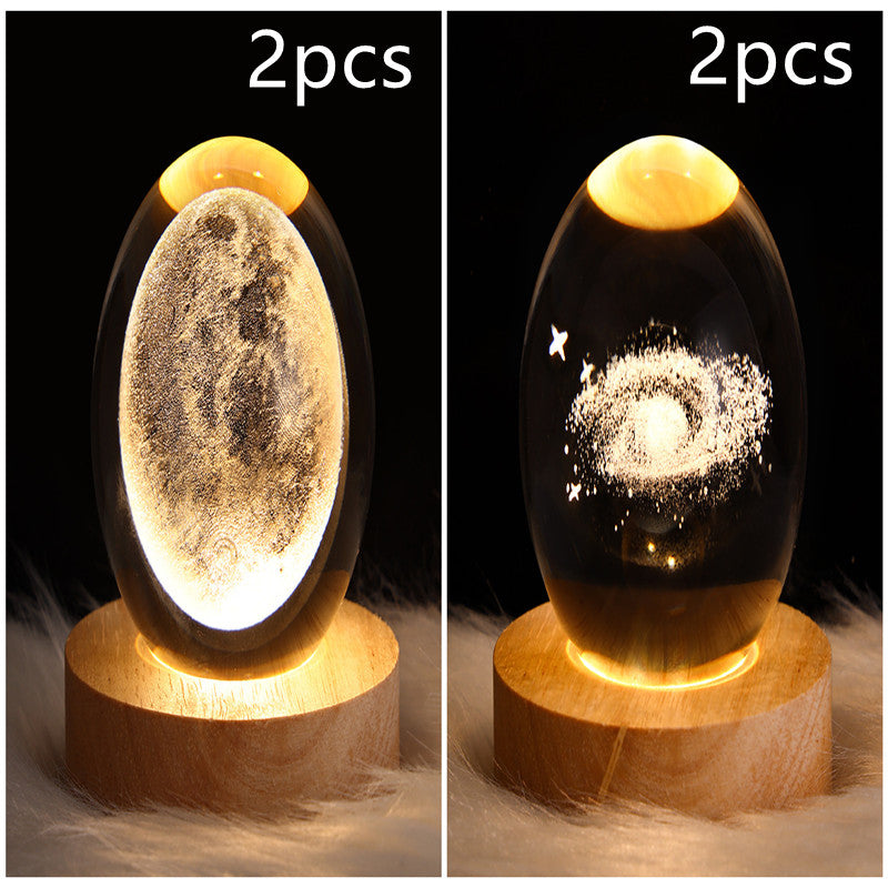 LED Night Light Galaxy Crystal Ball Table Lamp - 3D Planet Moon Lamp for Bedroom Home Decor