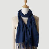 Solid Color Autumn And Winter Tassel Pure Cashmere Scarf For Women