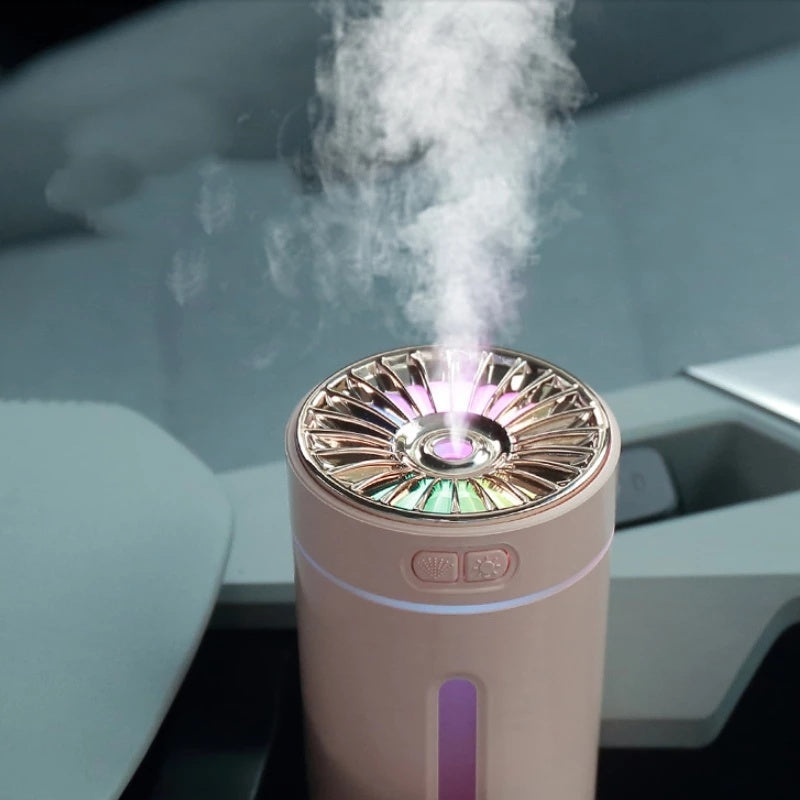 Portable USB Humidifier with Colorful Lights - Rechargeable Cool Mist Maker for Car & Home