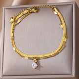 Double Layer Snake Bone Anklet Elegant Beach Stainless Steel - Minihomy