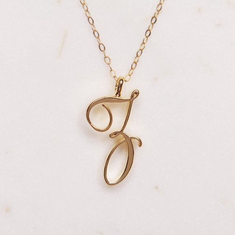 Gold 26 Old English Initial Letter Necklaces For Women - Minihomy