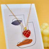 Heart Necklace Women Love Crystal Stone Necklace for Summer