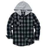 Hooded Plaid Shirt Men's Casual