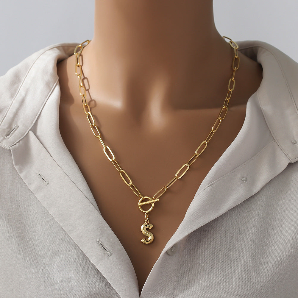 Letter Necklace Real Gold Plated Trend Hip Hop Necklace