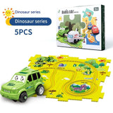 Children Puzzle Electric Railroad Speeder DIY Assembly Electric Car Automatic Rail City Scene