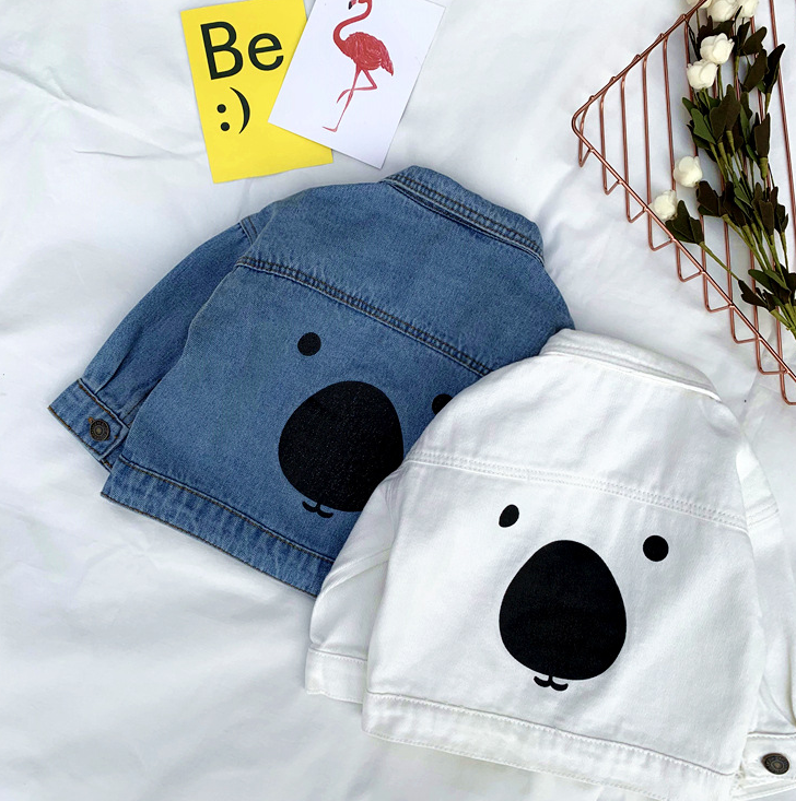 Cartoon bear boy denim jacket