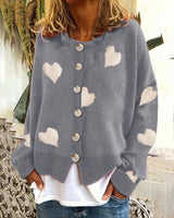 Women's Heart Sweater Single Breasted Cardigan Knitwear Coat Outwear Clothes