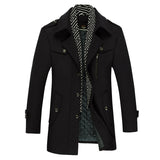 Long Jacket Slim Fit Overcoat Casual Wool Blends Warm Outerwear Windbreaker Men