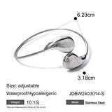 Women's Titanium Steel Gold PVD Plated Water Drop Twist Adjustable Bangles Cuff Bracelet