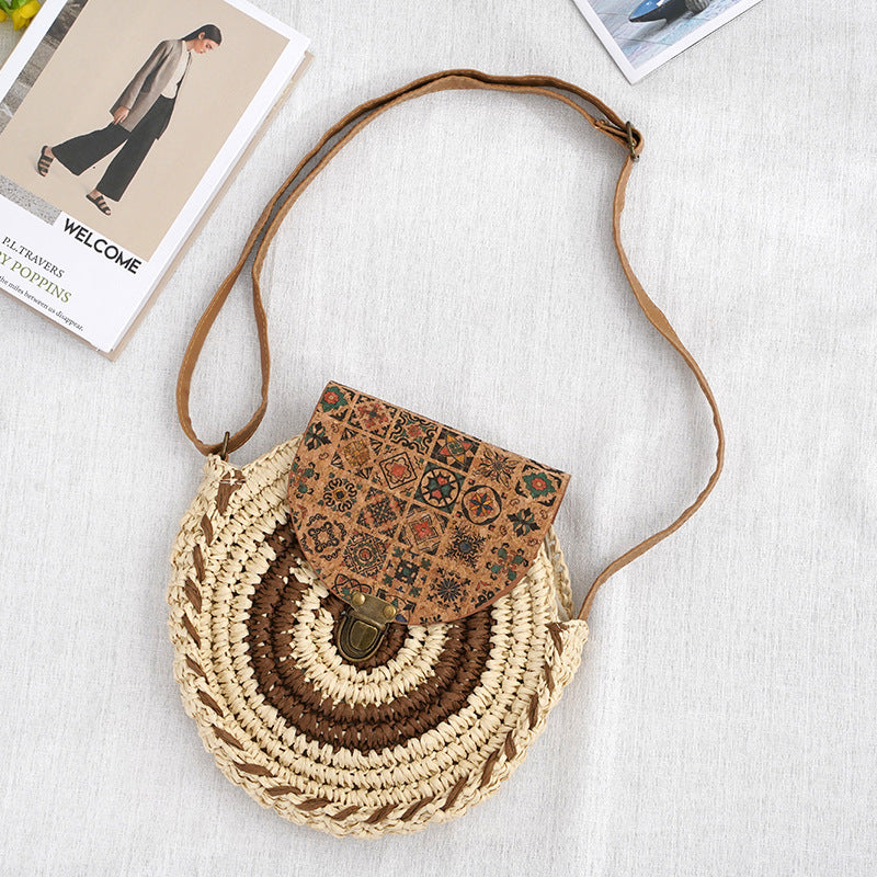 Handmade Straw Beach Bag | Casual Crossbody Shoulder Bag for Women