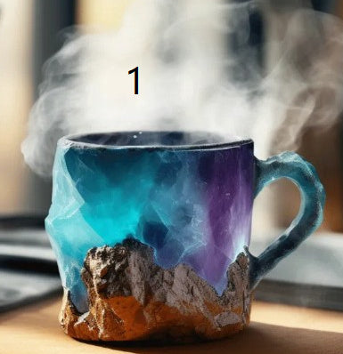 400ml Resin Mineral Crystal Coffee Mugs With Handles Elegant Fake Mineral Crystal Cup For Workplace Home Decor Christmas Gift Kitchen Gadgets