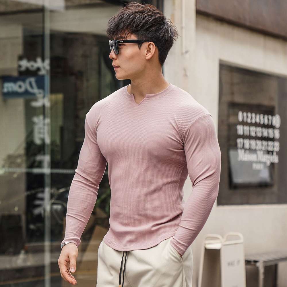 Autumn Men's Long-sleeved V-neck T-shirt - Minihomy