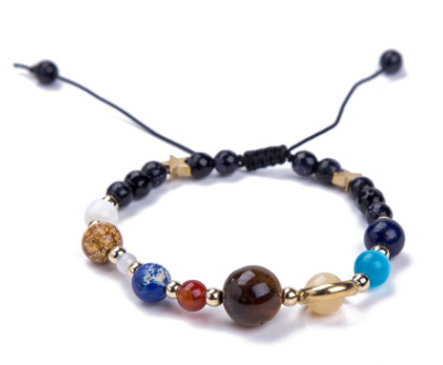 Universe Galaxy Eight Planets Solar System Guardian Star Natural Stone Beads Bracelet