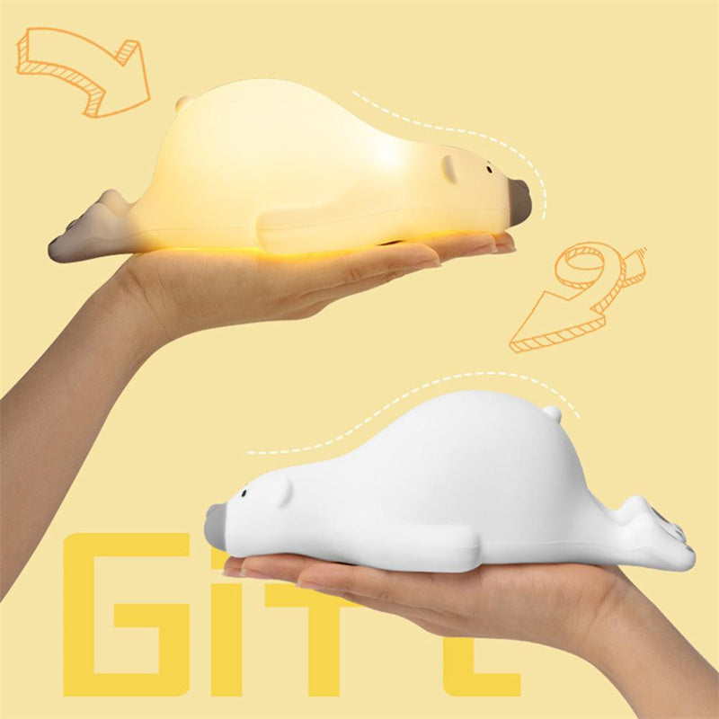 Cute Bear Silicone Night Light - 3 Brightness Levels, Bedside Lamp for Kids Room Decor