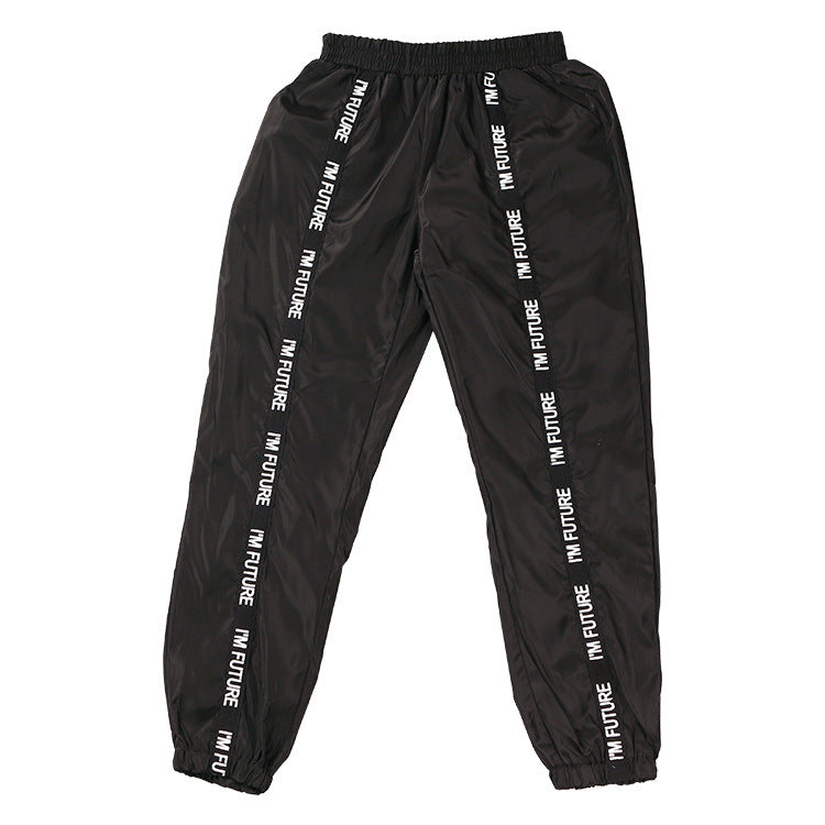 Ribbon stitching alphabet casual pants