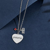 Round Graduation Pendant Necklace Red Crystal Graduation Heart Necklaces