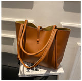 Casual Large Capacity Tote Bags for Women - Solid Color Shopping Shoulder Bag