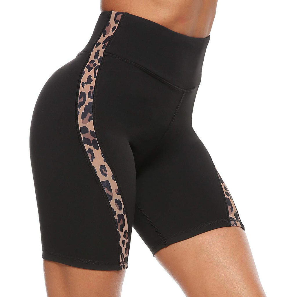 Leopard Stitching Yoga Pants Leggings Shorts Women - Minihomy