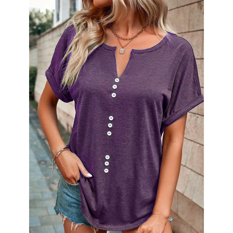 V-neck Short Sleeve Tops Shirt: Your Summer Essential with a Splash of Style