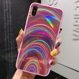 3D Rainbow Glitter Gradient Back Cover Phone Case