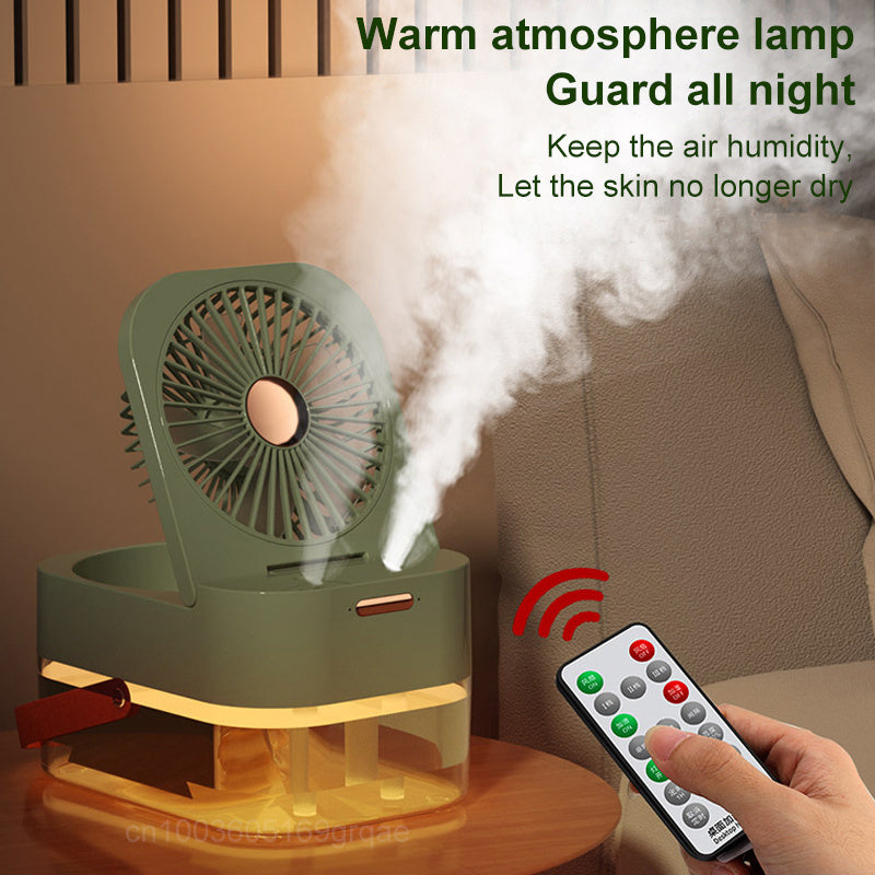 Portable Air Cooler Fan & Humidifier with Night Light - USB Mist Fan for Home Office - Minihomy