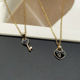 Lovers Necklace: Small Key Lock Love Pendant