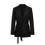 Women's Pure Color Tied Pocket Small Suit Jacket