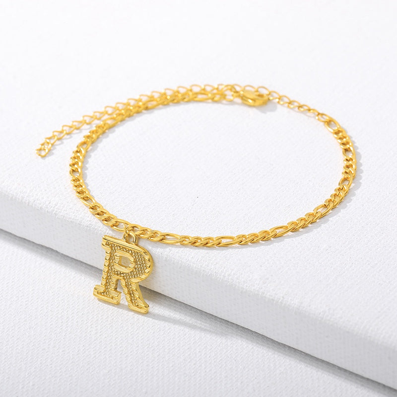 Initial Gold Letter Anklet Alphabet Pendants Jewelry - Minihomy