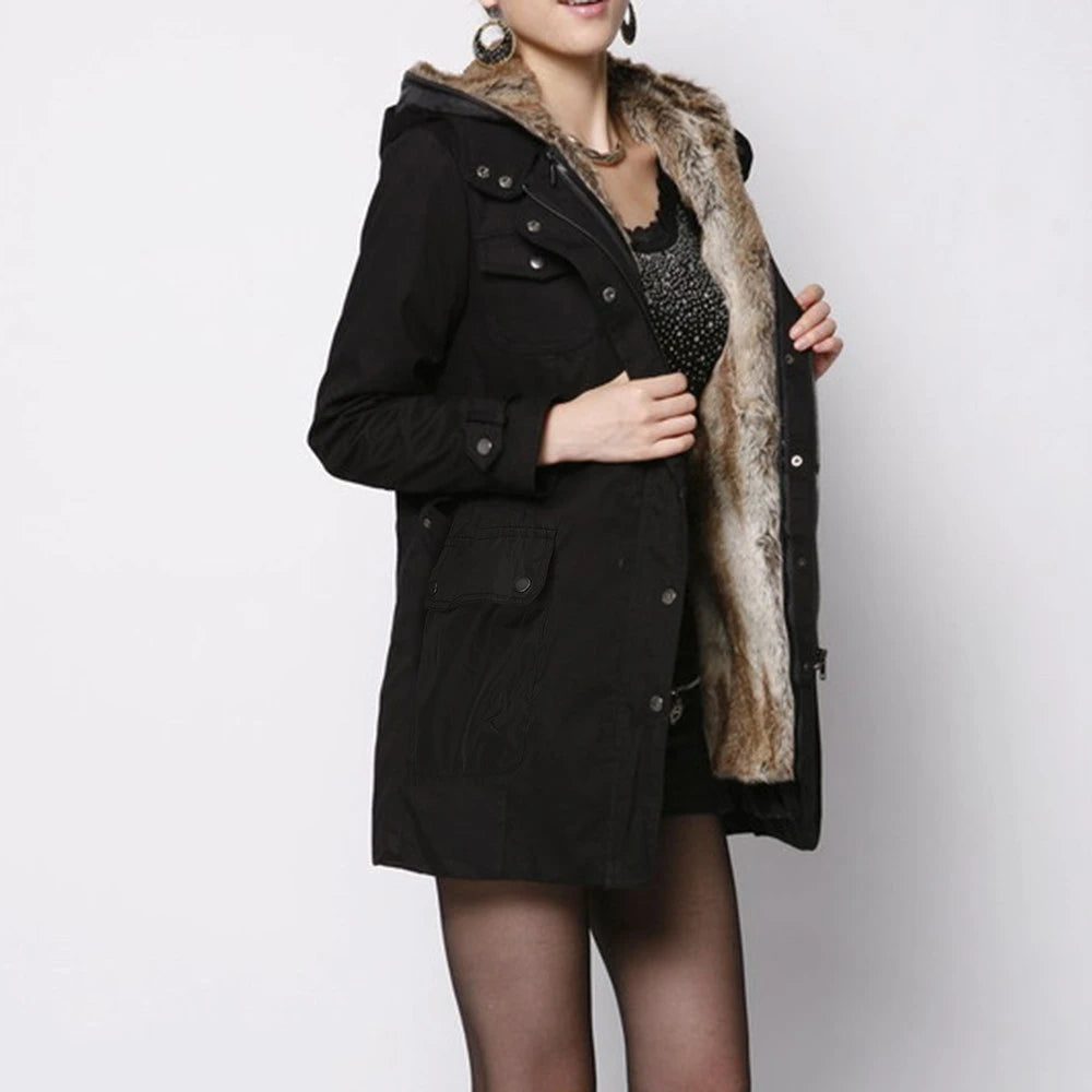 Casual Ladies Basic Coat Warm Long Sleeve women cotton Winter Jacket - Minihomy