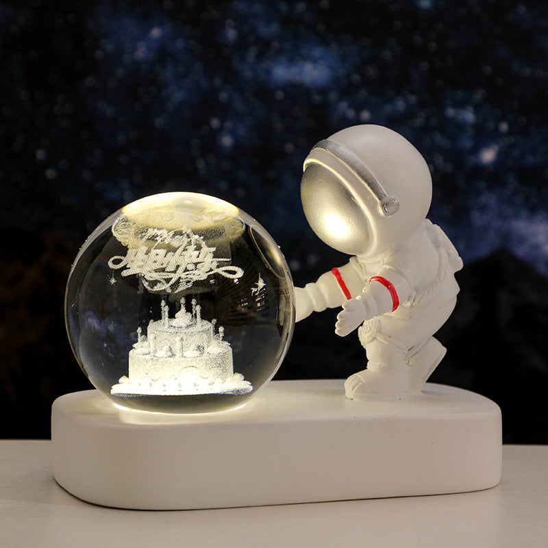 Glowing Planetary Galaxy Astronaut Crystal Ball Night Light - Minihomy