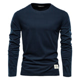 Men's Casual Exercise Outer Wear Round Neck Cotton Base Shirt