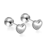 Love Heart Stud Earrings Stainless Steel Hollow Jeweled Earrings