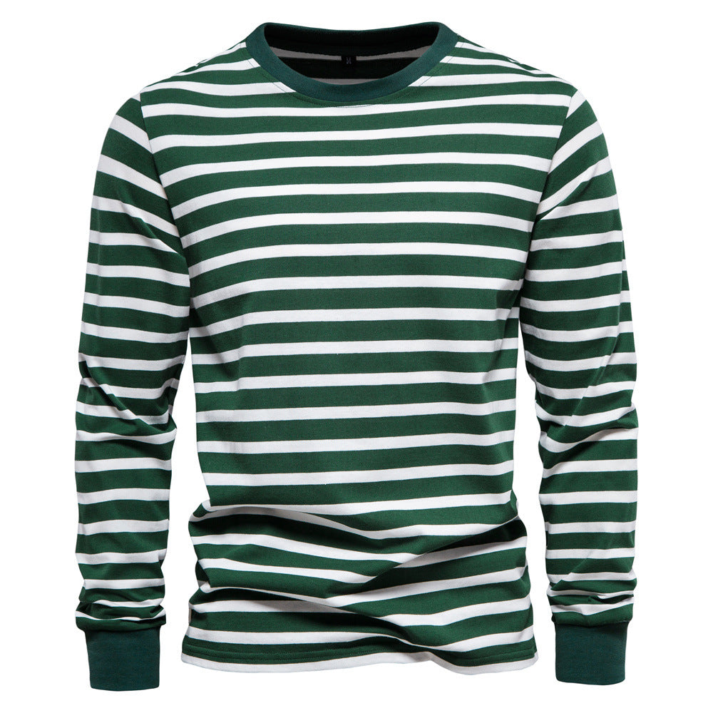 Men's Casual Long Sleeve Striped T-shirt