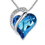 Sterling Silver Geometric Heart Shape Colorful Crystal Pendant Necklace