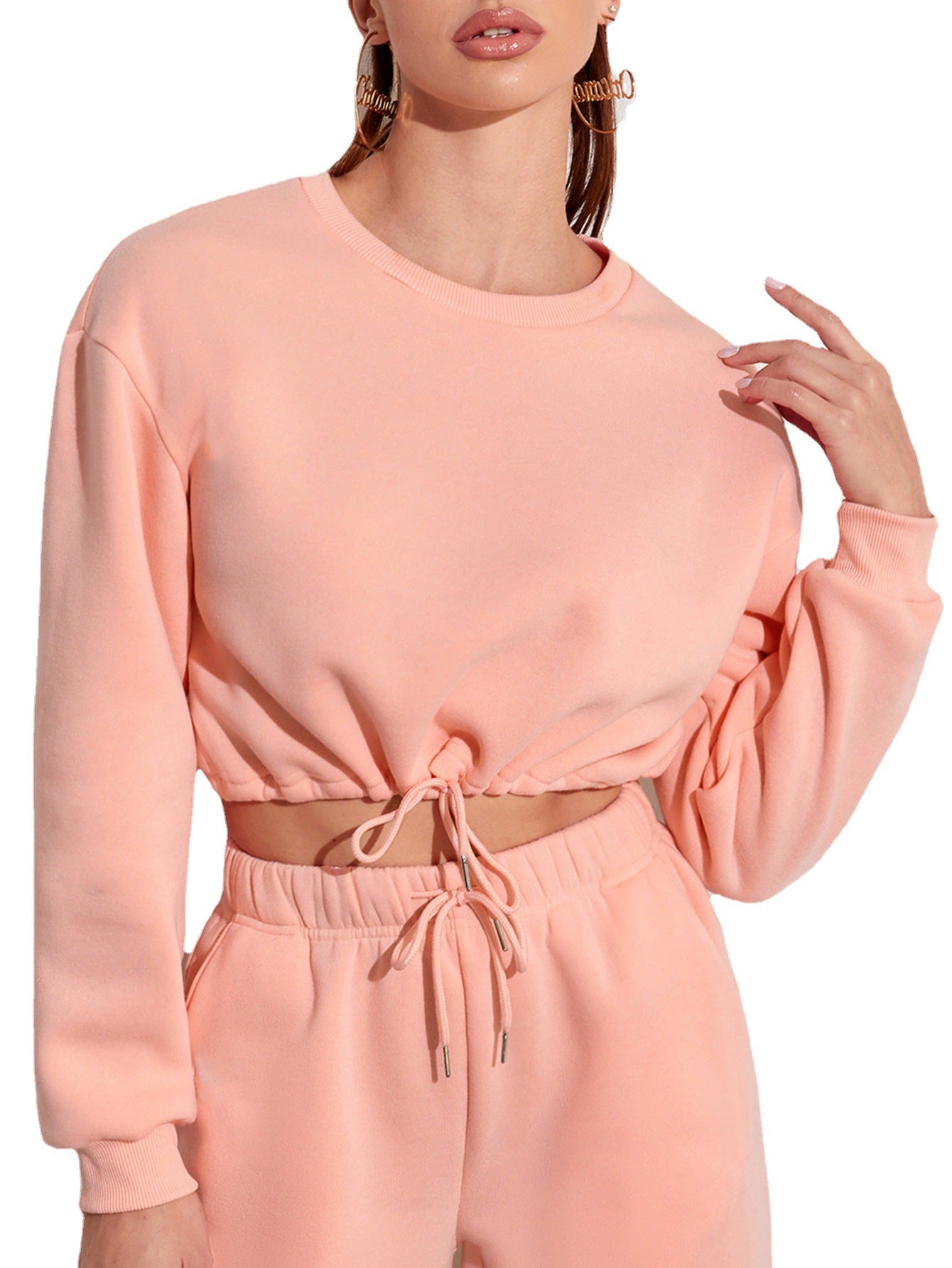 Women's Casual Round Neck Waist Sweater: Cozy Comfort with a Touch of Chic