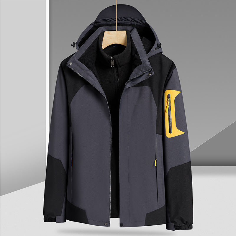 Three-in-One Removable Liner with Velvet Thickening Windproof Waterproof Jacket