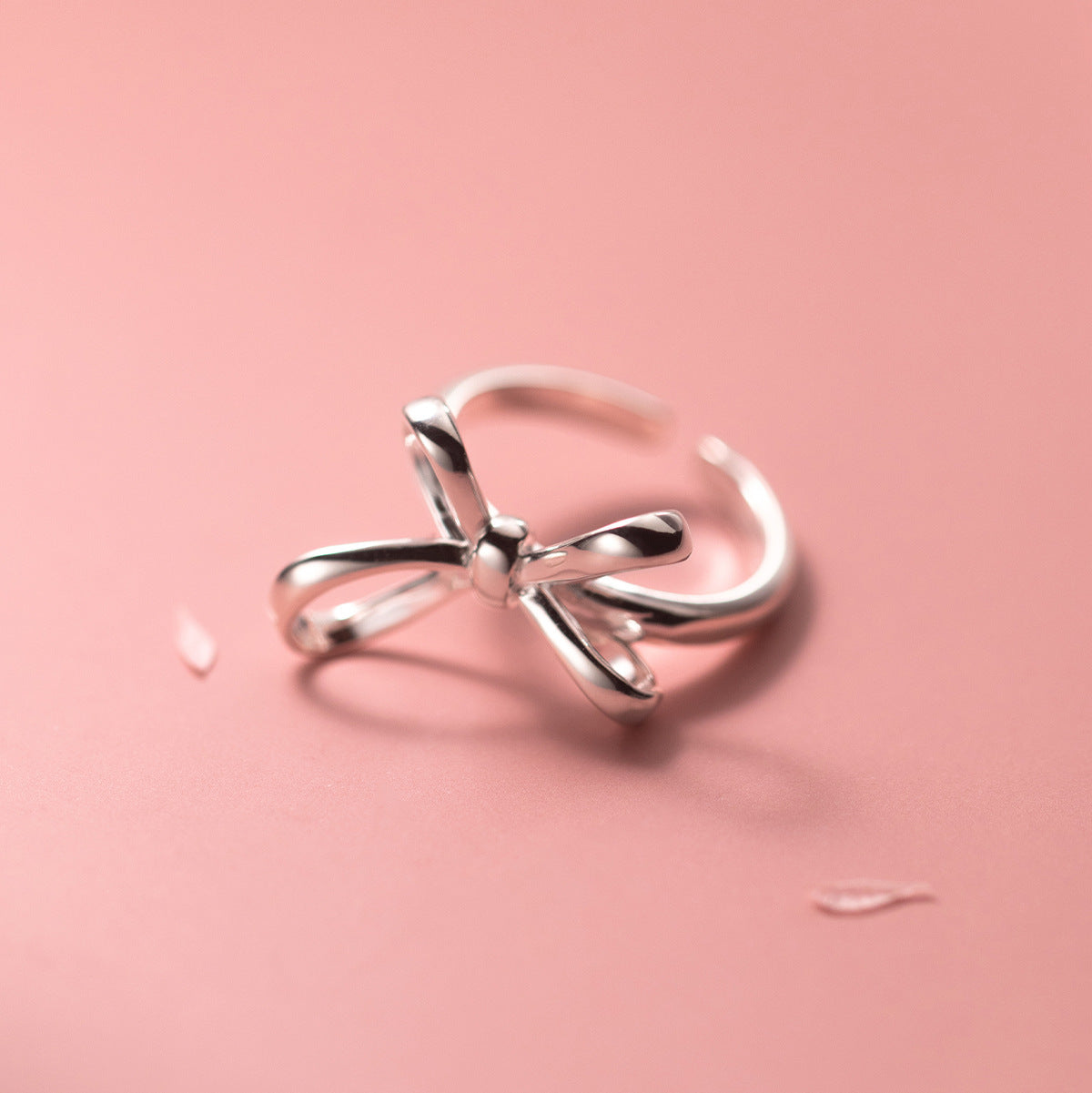 S925 Silver Bow Ring Simple Line Women's Jewelry