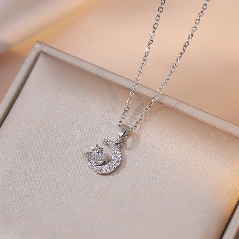 Necklace Female Sweet Star Moon Zircon Geometric Niche - Minihomy