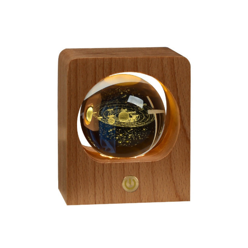 Beech Crystal Ball Night Light - 3D Laser Engraving LED Nightlight - Minihomy