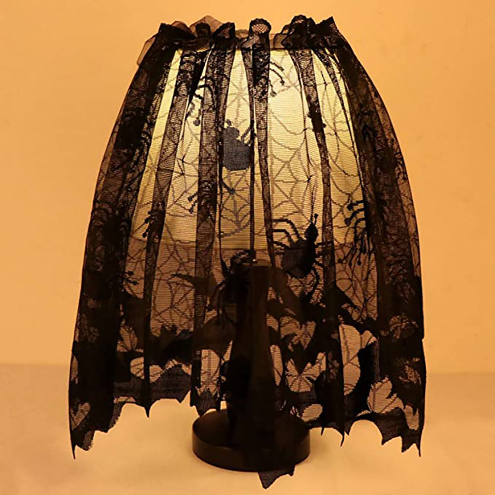 Halloween Lampshade Black Lace Spider Mesh - Minihomy