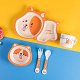 Bamboo Fiber Children's Tableware Set Cartoon Solid Food Bowl