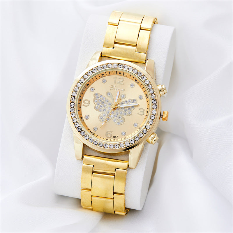 Butterfly Digital Quartz Diamond-embedded Watch