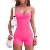 Spaghetti Strap Shorts Jumpsuit Sports Yoga Workout Tight Romper Women