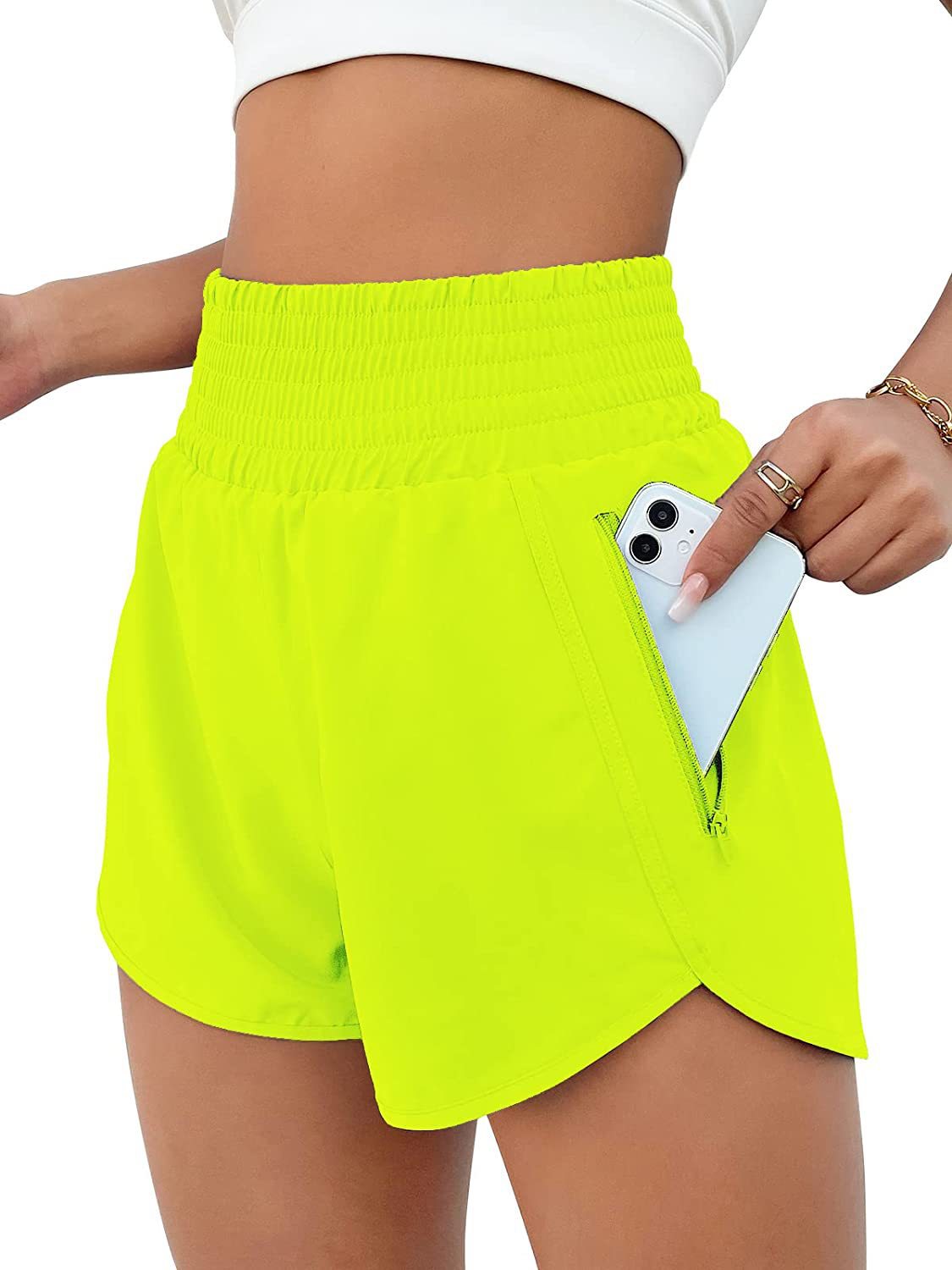 Women's High Top Sports Running Yoga Short Belt Lining