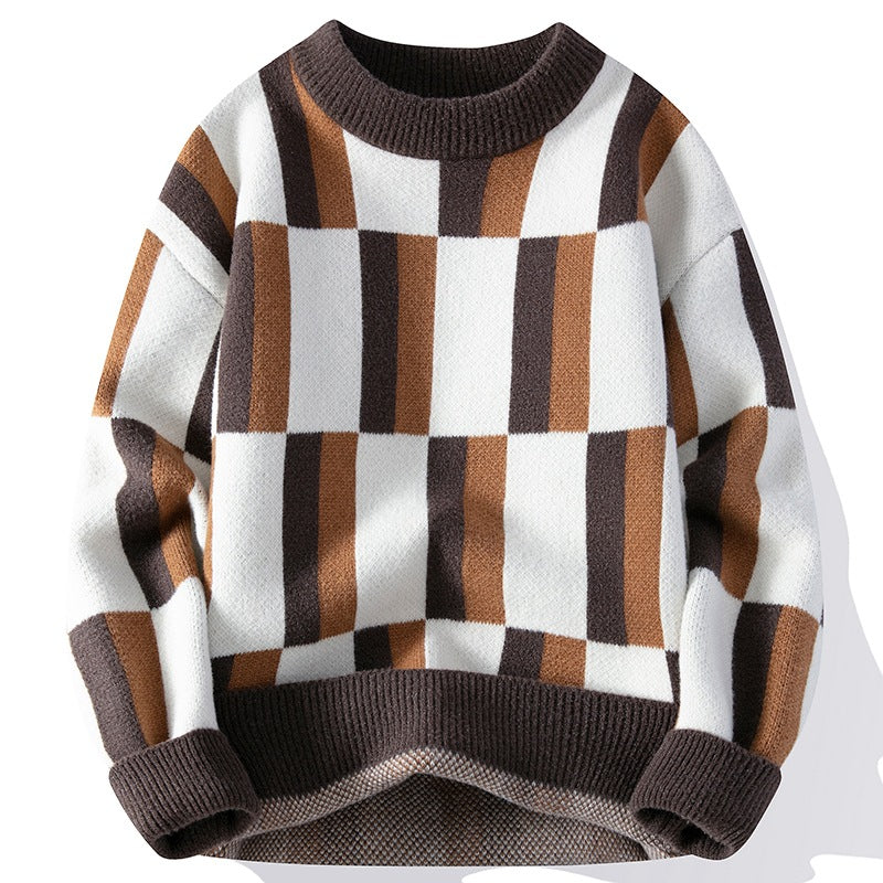 Men's Round Neck Multicolor Sweater Simple Knitwear