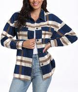 Women's Long Sleeve Striped Plaid Long Sleeve