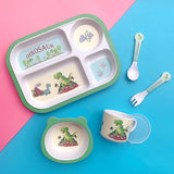 Bamboo Fiber Children's Tableware Set Cartoon Solid Food Bowl