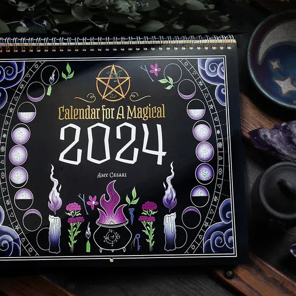 Decorative Black Magic Calendar: 2024 Magic Diary - Minihomy