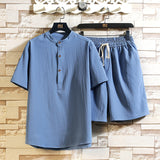 Chinese Style Two-piece Suit Summer New Stand Collar Retro Short Sleeve Suit