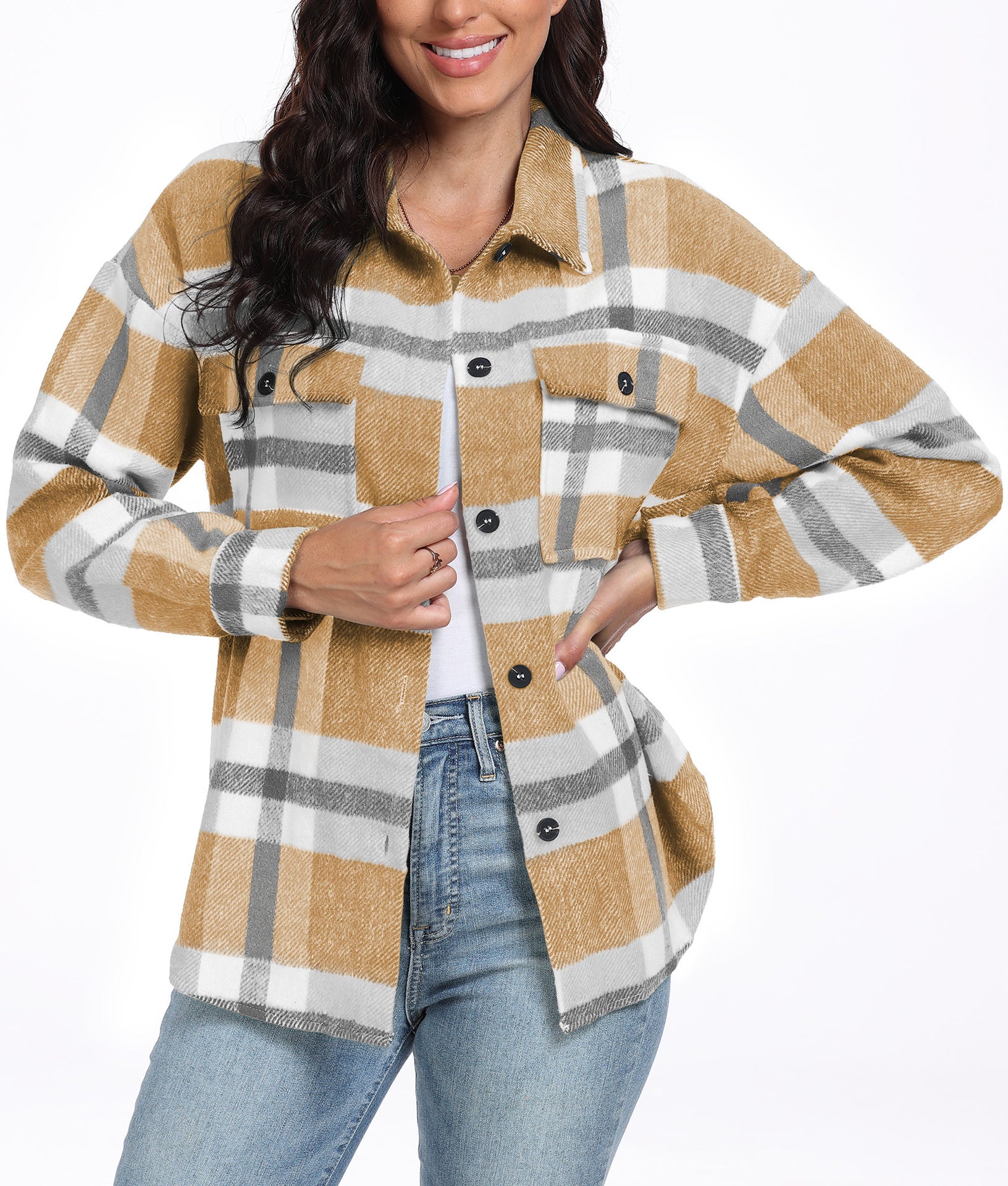 Women's Long Sleeve Striped Plaid Long Sleeve